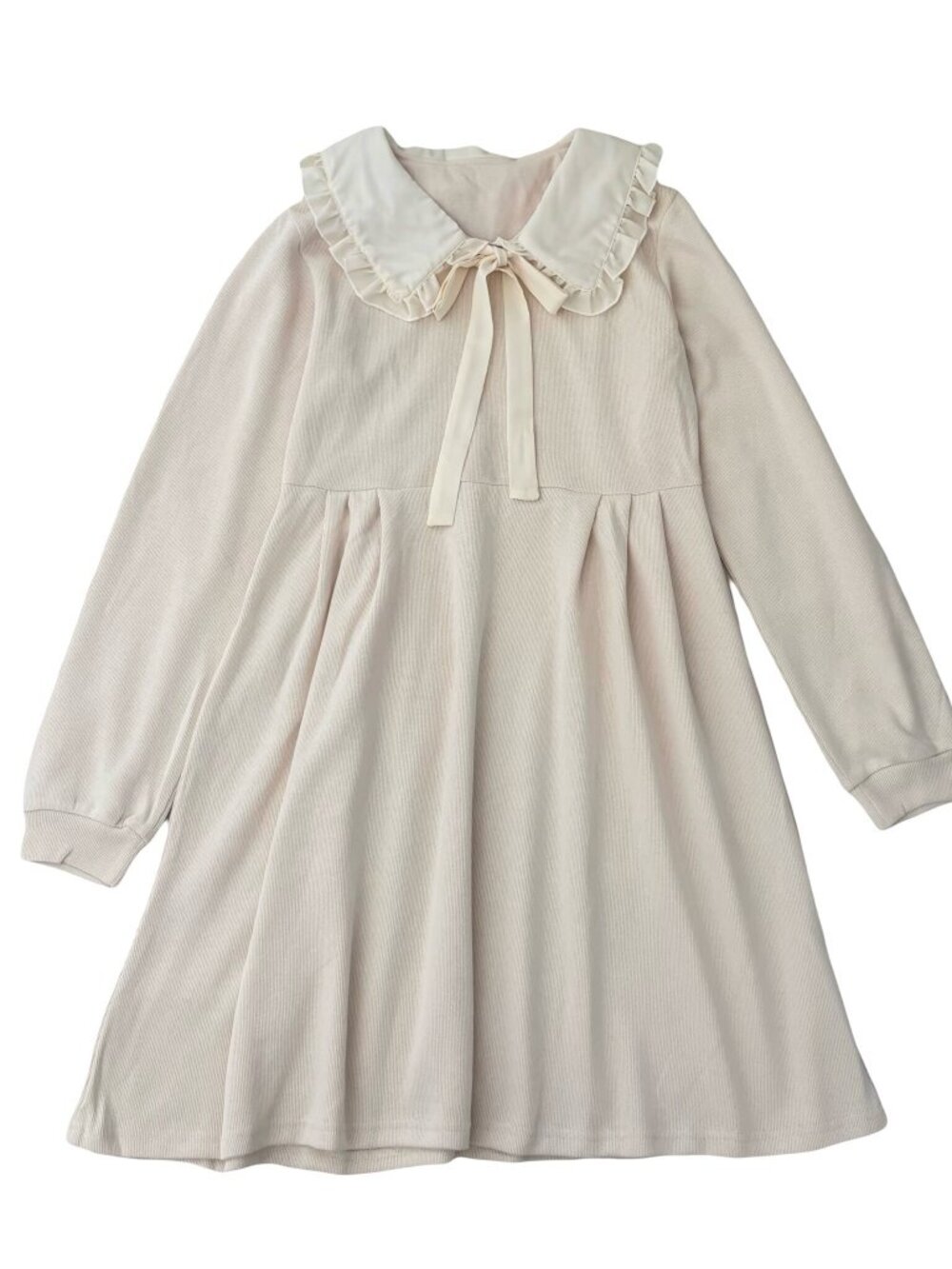 Sweet cream sailor collar long sleeves dress